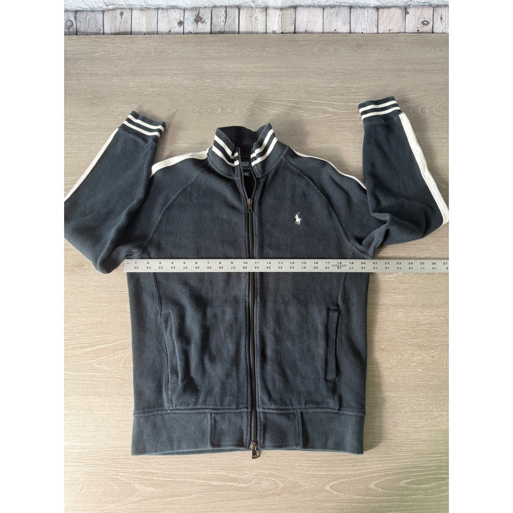Polo Ralph Lauren Mens Full Zip Track Jacket Black & White Stripes - Picture 10 of 16
